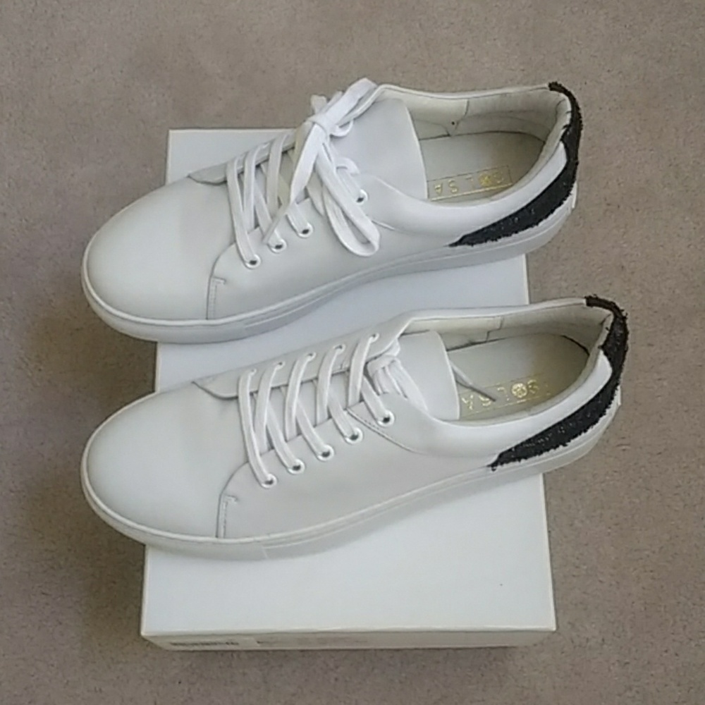 NIB Sol Sana Jupiter White Leather Tinsel Sneaker